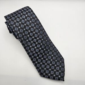 Ted Baker Black Grey Geometric Polka Dot Lined Luxury Silk Tie Funky 54.75x3.25